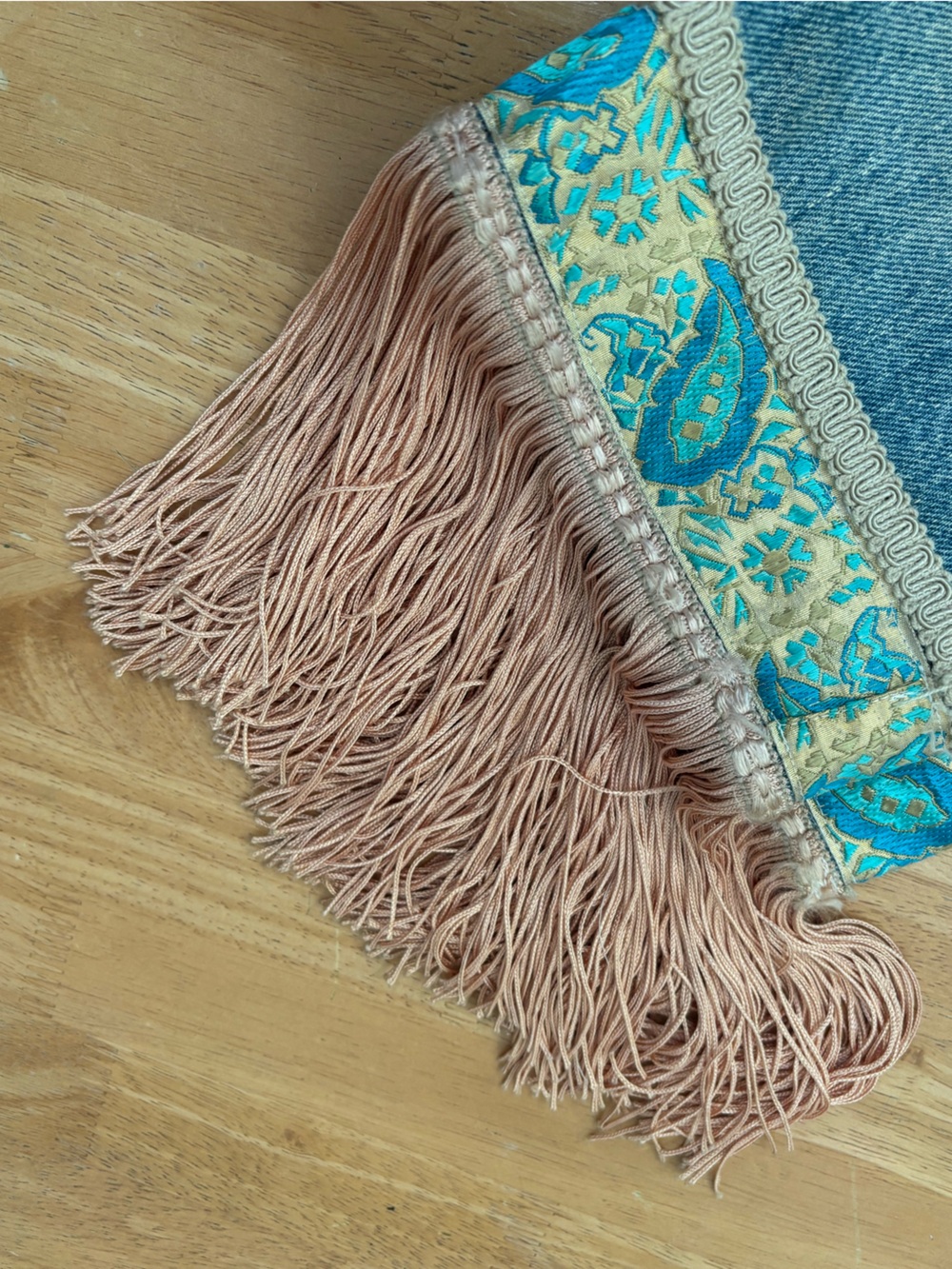 VTG 90s Levi's 569 upcycled fringe paisley jeans loose straight fit 900 series - Picture 4 of 12